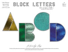 the letter b is made out of metallic foil and has three different colors on it