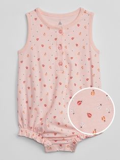 Baby Henley Print Romper | Gap Factory Bug Clothes, Chicago Baby, Ladybug Print, Classic Kids Clothes, Baby Trends, Clothes Simple, Cute Baby Things, Pink Romper, Baby Mine