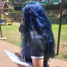 Dark blue hair. Blue hair. Inky blue hair. Hair dye. Denim Blue Hair, Indigo Hair, Midnight Blue Hair, Blue Hair Aesthetic, Royal Blue Hair, Dark Blue Hair, Dyed Hair Inspiration, Hair Stylies, Haircut And Color