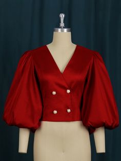 F00154904-214 Lantern Sleeved Blouses, Women Shirt Top, Party Women, Red Party, Button Cardigan, Slim Fit Shorts, Crop Top Blouse, Women Shirt, Women Shirts Blouse