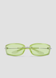 A sleek rectangular silhouette with lenses overlayed on the wrapped frames. Frames are made with combination of durable, lightweight plastic that outlines the silhouette and striking metal details on the nose bridge and temples. Comfortable acetate eartips provide a secure fit. Metal frames with green lenses. Bonnie Clyde, Green Lenses, Metal Frames, The Nose, Nose Bridge, Metal Frame, Lenses, Bridge, Sleek