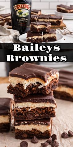 bailey's brownies stacked on top of each other