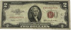 an old one dollar bill with two dollars on it