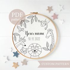 a cross stitch pattern for a baby's birth with the words your name on it