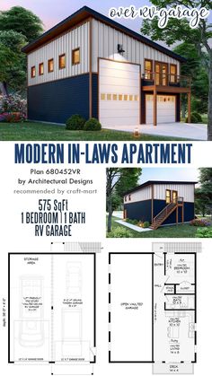 two story garage plans with lofts and living quarters are shown in the above image