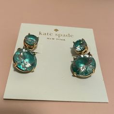 Brand New Stud Earrings With A Drop Beautiful Shimmer Elegant Blue Kate Spade Jewelry, Kate Spade Drop Earrings As Gift, Black Heart Earrings, Gold Knot Earrings, Black Stone Earrings, Kate Spade Studs, Kate Spade Green, Gold Heart Earring, Daisy Studs