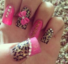 ♥ Mcbling Birthday, Mcbling Nails, Zebra Nails, Print Nails, Y2k Nails, Leopard Nails