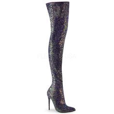 5" Heel Pointed Toe Glitter Thigh High Boots. Inside Zipper Closure. Styles: Pole Dancing Stripper Drag Dragqueen Transgender Gogo Dance Clubbing Ruoc-3015 Alternative Shoes, Thigh High Heels, High Heel Stiefel, Punk Boots, Black High Heel Boots, Pleaser Shoes, Pinup Couture, Thigh High Boots Heels, Thigh Boot