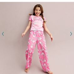 New Barbie Pajamas With Tags Cute Long Pants Sleepwear For Sleepovers, Pink Long Pants Sets For Sleepover, Barbie Pajamas, Fleece Pjs, Leopard Pajamas, Barbie Summer, Barbie Top, New Barbie, Summer Pajamas