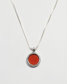 A simple stone disc pendant in custom cut red jasper on a classic box chain. Perfect alone or as a layering piece. Bezel set pendant measures 5/8" in diameter, just under 1/" thick, cast in solid brass or sterling silver. Available on 18", 20", or 22" gold filled or sterling silver box chain. Closes with a spring ring clasp. Availability: Made to order, ships in 3-4 weeks. Need it sooner? Don't hesitate to get in touch and we'll do our best to accommodate. Disc Pendant, Minimal Jewelry, Silver Box, Red Jasper, Box Chain, Spring Rings, Lapis Lazuli, Jewelry Care, Custom Jewelry