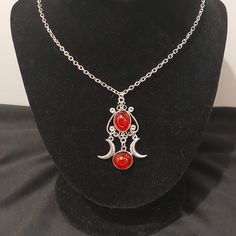 This Is A Beautiful And Slightly Witchy Style Necklace With The Moon Charms And Red Glass Stones. Wear This To Any Occasion Or Add This To A Witch, Sorceress, Game Of Thrones, Vampiresss Or Any Dark Character Costume! Halloween Is Not Far Off!! Lobster Claw Clasp. 24" L Clean, Smoke-Free Home! Fast Shipping! Fair Offers Accepted! May Use Recycled Or Reused Boxes, Mailers, And Packing Materials. Are You Brand New To Poshmark? If So, Please Sign Up Today And Use Code Kareynascloset To Get $10 Off Blood Viles Necklace, Dark Character, Witchy Style, Character Costume, Witchy Fashion, Moon Goddess, A Witch, Moon Charm, Character Costumes