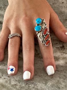 Navajo Rings, Vintage Navajo, Coral Turquoise, Turquoise Jewelry, Turquoise Sterling Silver, Statement Rings, Coral, Ships, Turquoise