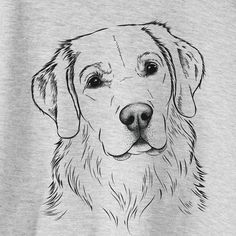 a black and white drawing of a dog's face on a t - shirt