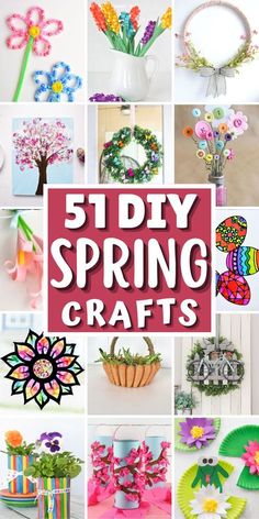 a collage of different crafts with the words 5 diy spring crafts