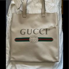 Soft Leather Made In Italy Gucci Tote Bag In Beige/White Color . Very Popular Brand . Gucci Bags Will Never Be Out Of Style Designer Logo Bags For Shopping, Gucci Cream Shopping Bag, Gucci Beige Bag With Logo, Leather Bags With Designer Logo For Shopping, Designer Logo Leather Bags For Shopping, Designer Logo Leather Shopping Bags, White Leather Gucci Shoulder Bag, Designer Gucci Bag In Cream Color, Designer Gucci Cream Shoulder Bag