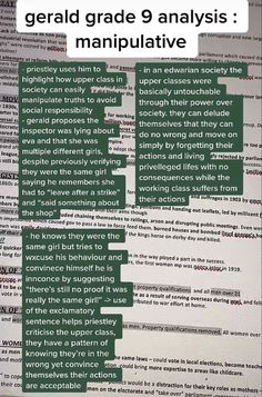 a close up of text on a piece of paper with words written in green and white