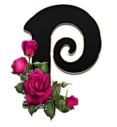 the letter s is decorated with pink roses