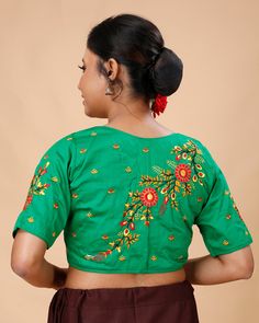 a ready-made, pure cotton, embroidered design blouse. These types of blouses are popular for their comfort and aesthetic appeal, especially in traditional and ethnic wear.  Blouse available in 32,34 waist size waist-32 =36 Bust waist-34=38 Bust Multicolor Floral Embroidered Blouse Piece For Navratri, Traditional Green Choli With Chikankari Embroidery, Bollywood Style Chanderi Blouse With Chikankari Embroidery, Green Bollywood Blouse With Chikankari Embroidery, Bollywood Style Chikankari Chanderi Blouse, Traditional Embroidered Fitted Shirt, Traditional Multicolor Embroidered Blouse Piece, Traditional Fitted Embroidered Shirt, Traditional Chanderi Tops With Resham Embroidery