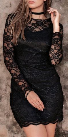 Little Black Lace Dress Short Long Sleeve Sexy Gothic Elegant Body Con Club Party Evening Flattering Black Lace Dress Short, Gown Dress Design, Lace Dress Black Short, Black Lace Long Sleeve Dress, Black Mini Dress Party, Black Lace Dress Long, Classy Short Dresses, Wedding Evening Gown, Lace Costume