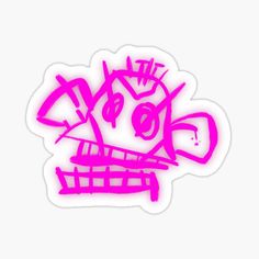 a pink sticker with graffiti on it