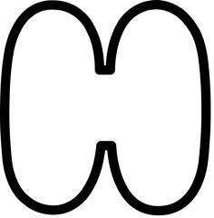 the letter c is made up of black lines and has a rounded shape with an oval edge