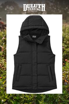 Crafted from 650-fill duck down and rugged nylon with a windproof, waterproof finish, the Women's Ruffer Puffer Hooded Down Vest tells Ol’ Man Winter to fluff off! Down Vest, Duck Down, Men Winter, Puffer