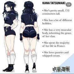 an anime character in short shorts and high heels with the caption kana tatsumaki