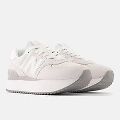 New Balance 574 Platform Outfit, Platform New Balance, 2023 Shoes Trends Women, Cute New Balance Shoes, White New Balance Shoes, White New Balance Sneakers, New Balance Shoes Women, New Balance 574 White, Cute New Balance