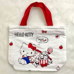 **Shipping Is $5.95 Only** Super Cute Hello Kitty With Bear Plushies Hand Bag Brand New Without Tag Hello Kitty Sitting With Bear Plushies And Other Cute Designs Around In Front Same Design On Back Has Zipper Red Bag Handles Approx. 11in.W X 8.75 In. H (12.75 In. H With Hand Strap) High Quality Material: Canvas Makes For A Great Gift! Reusable, Washable, Great For Personal Items And Everyday Outings! Can Be Used As Handbag #Hellokitty #Kuromi #Mymelody #Hellokittyandfriends #Cutetotebag Hello Kitty Bag, New Nail Designs, Plush Backpack, Cute Tote Bags, Bag Handle, Womens Tote Bags, Cute Designs, Super Cute, Red And White