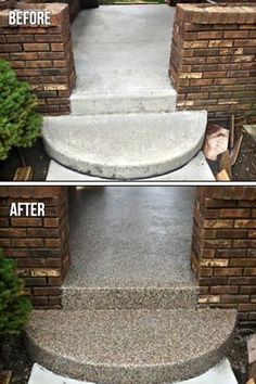 before and after photos of concrete steps