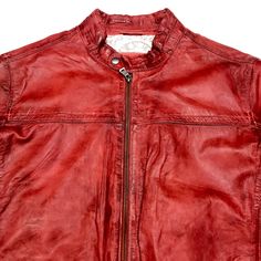 Missani Le Collezioni Men's Red Lambskin Leather Jacket - Dudes Boutique Vintage Red Leather Outerwear, Red Winter Biker Jacket, Vintage Red Leather Biker Jacket, Designer Red Leather Outerwear, Classic Red Leather Outerwear, Designer Red Leather Jacket For Winter, Designer Red Leather Jacket, Designer Red Leather Jacket For Fall, Lambskin Leather Jacket