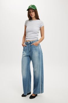 SUPER BAGGY LEG JEAN Super Baggy Jeans, Urban Apparel, Casual Knitwear, Baggy Jean, Midi Denim, 90s Jeans, Long Sleeve And Shorts, Shoulder Shirts, Cheeky Bikinis