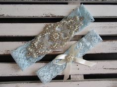 Bridal Garter Style: Something Blue (Set) Navy Blue Garter Wedding, Snowflake Wedding Garter, Flattering Wedding Dress, Blue Wedding Garder, White Lace Garter Bridal, Blue Bridal Garter, Bride Garter, Bridal Garter Lace, Wedding Garter Lace