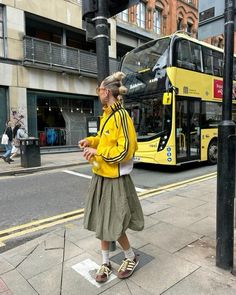 Sporty Long Skirt Outfits, Colorful Sneakers Outfit Street Style, Midi Bubble Skirt Outfit, Adidas Japan Shoes Outfit, Adidas Track Jacket Outfit Street Style, Long Bubble Skirt Outfit, Track Jacket Outfit Street Style, Long Skirt And Sneakers Outfit, Long Skirt Shoes