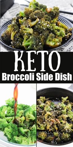 broccoli side dish with text overlay that reads keto broccoli side dish