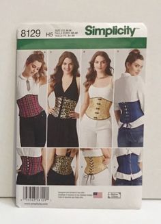 Simplicity 8129 Easy Corsets Sewing Pattern Sz 6-14 Cosplay Steampunk Goth Uncut Waist Cincher Pattern, Corset Sewing, Historical Clothes, Cincher Corset, Corset Sewing Pattern, Women's Sewing Pattern, Corset Costumes, Waist Cincher Corset, Corset Pattern