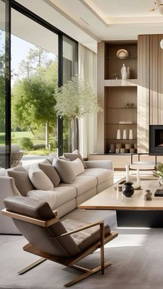 a living room filled with furniture and a fire place