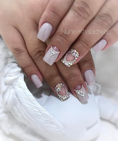 Дизайн ногтей тут! ♥Фото ♥Видео ♥Уроки маникюра Nail Jewels, Pretty Nail Designs, Nail Art Designs Videos, Nail Art Wedding, Nail Art Rhinestones