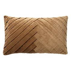 a brown pillow that is on a white background