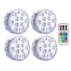 four white leds with remote control for the light up projector lights, set of 4