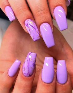 Ongles Gel Violet, Light Purple Nails, Purple Nail Art, Lilac Nails, Purple Acrylic Nails, Lavender Nails, Colorful Nails, Purple Nail, Cute Acrylic Nail Designs