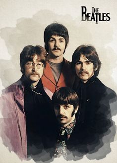 the beatles poster with watercolor effect