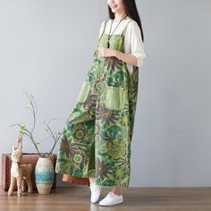 Fabric: Cotton & Denim Size: Length: 114.00 cm/ 44.88 " Waist: 106.00 cm/ 41.73 " Hip: 124.00 cm/ 48.82 " Thigh: 84.00 cm/ 33.07 " Style Wide Leg Pants, Womens Jumpsuits Casual, Printed Wide Leg Pants, Casual Rompers, Casual Jumpsuit, Pantalon Large, Denim Jumpsuit, Wide Leg Denim, Casual Denim