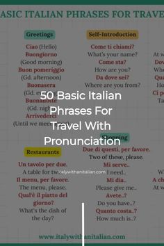 Italian phrases cheat sheet Airport Phrases, Basic Italian Phrases, Basic Italian, Italian Greetings, Italian Grammar, Shopping In Italy, Italian Phrases, Learn Italian, Italian Words