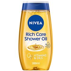 NIVEA RICH CARE Natural Pampering Shower Oil  For Dry Skin  This listing is for 1 bottle, 200ml (6.7 fl. oz) NIVEA Pampering Shower Oil with its innovative, patented Care Formula, suitable for even dry skin, offers a superior caring experience. Hydra IQ moisture technology for a soft skin feeling even after towel drying.     55% caring oils and gentle foam replenish and care for your skin     Leaves the skin feeling beautifully soft and pampered     Delicious feel while in use because of its tou Dry Legs, Natural Showers, Daily Hygiene, Oil For Dry Skin, Hygiene Care, Shower Oil, Body Care Routine, Itchy Skin, Bath Tub