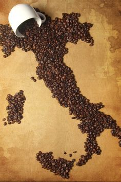 a map with coffee beans on it and the words, buona domestica a tutti