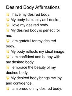 a poem with the words desired body affirmations