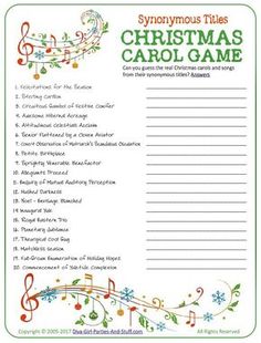 a christmas carol game with musical notes