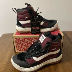 Vans Ultrarange Exo Hi Mte Port Royale Red Black Suede Boots Women's New Condition Shoes Come With Box But Box Is Missing Lid * We Ship Quickly * Please Check Size And Pictures Before Buying * Please Contact Us If You Have Any Questions Vans Lace-up Winter Boots, Vans Black High-top Boots, Black High-top Vans Boots, Casual Black Vans Boots, Vans Black Boots With Round Toe, Vans Boots With Rubber Sole, Vans Boots With Round Toe And Rubber Sole, Black Vans Boots With Round Toe, Red Low-top Outdoor Boots