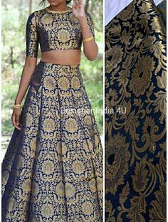 This is a made to order Lehenga Choli dupatta.  I make it exclusively for my customers by using designer fabrics. I will only make it after you confirm your required size details. Handling time: Don't worry, just tell me, I will process it accordingly and deliver on or before a delivery date you mention. Size: This is custom made as per your size. Can be made for kids as well as plus sizes too. Post your order I will send you a measuremnts reference sheet using which you can provide details requ Silk Lehenga Banarasi, Silk Lengha, Lengha Blouse, Ready To Wear Lehenga, Brocade Lehenga, Blouse Lehenga, Mehendi Outfits, Indian Outfits Lehenga, Lehenga Designs Simple